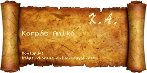 Korpás Anikó névjegykártya